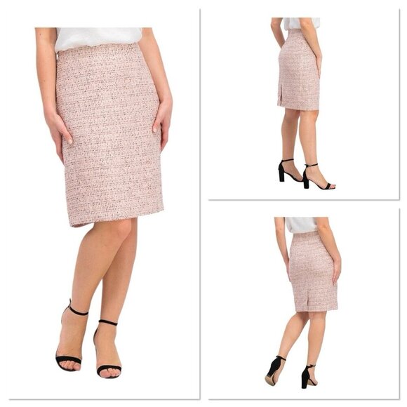 DKNY Light Pink Textured Pencil Skirt - Picture 1 of 12